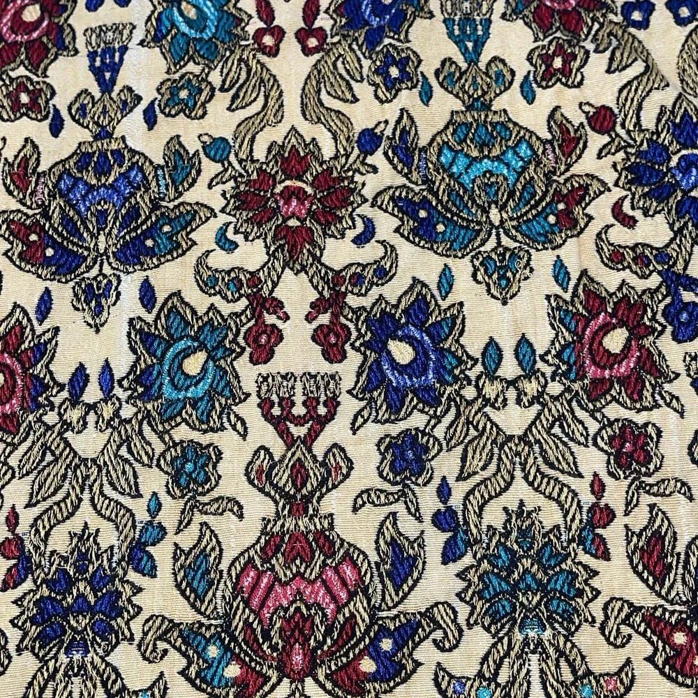 Vintage Persian Termeh Bedspread Large 80x95 Tapestry Boho Paisley Coverlet Gold
